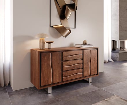 Commode Live-Edge Acacia bruin 147 cm 2 deuren 3 laden boomrand dressoir