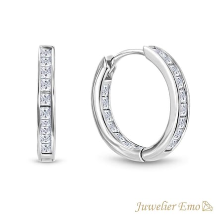 oorringen Zilver met Zirkonia stenen SMALL – Diameter 20 MM