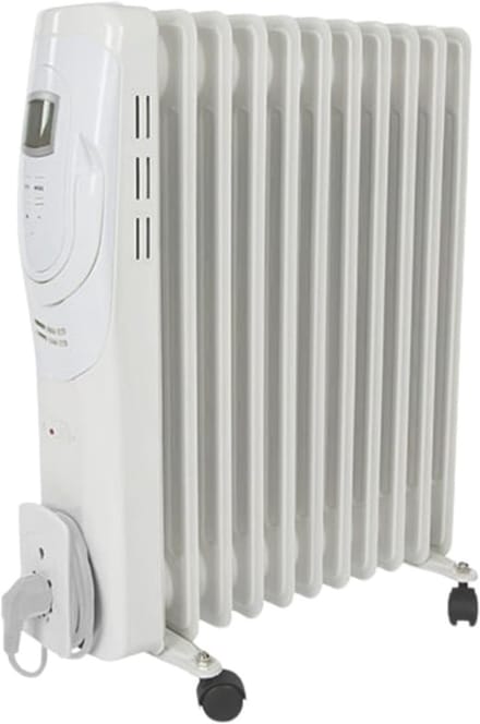 RWB® Olieradiator - Oliekachel - Elektrische Kachel - Wit - 48cm x 24cm x 63cm