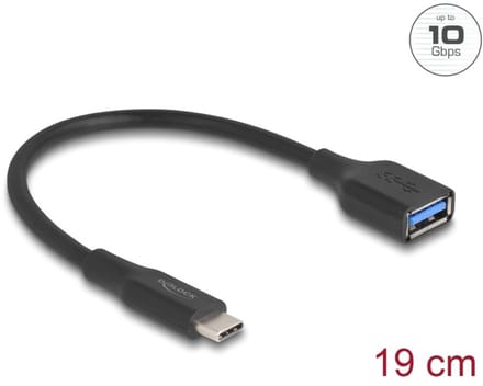 Delock USB 10 Gbps Adapter USB Type-C™ male to Type-A female 19 cm 60 W QC 3.0 black