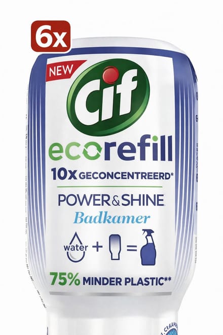 6 x Cif Eco Refill - Power & Shine - Badkamerreiniger - Spray - 70 ml