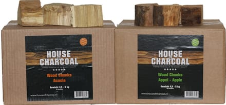 Rookhout Chunks Acacia 5 kg + Appel 5 kg Bundel