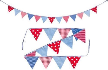 GOKI Vlaggenslinger - Blauw En Rood - L220Cm - Katoen - Versiering