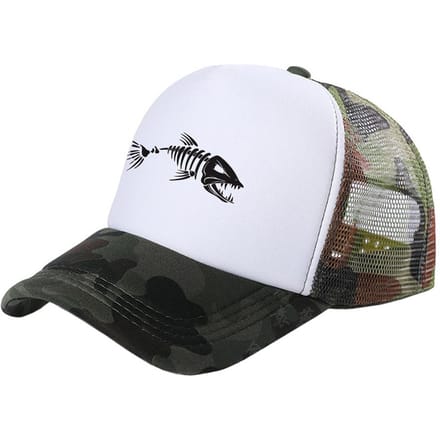 Casquette Trucker Os de Poisson Hommes Pêche Squelette Os de Poisson Casquettes de Baseball Unisexes Chapeaux Filet Mesh Mz-496 white