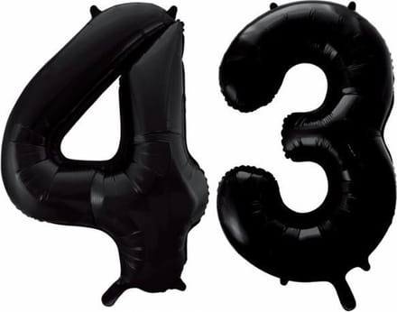 Folieballon 43 jaar zwart 86cm