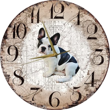 Houten Klok - 30cm - Hond - Buldog
