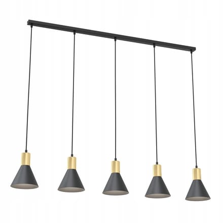 Emibig ROSA 5 BL Hanglamp Zwart Goud - Stijlvol Loft Design