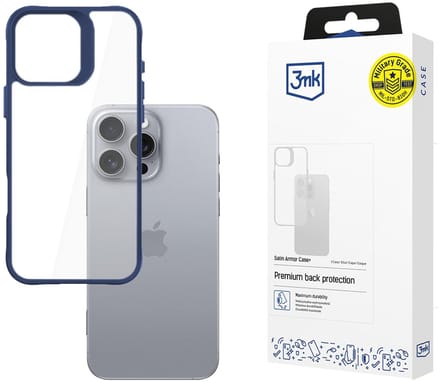 Apple iPhone 16 Pro Max - 3mk Satin Armor Case+ Blauw