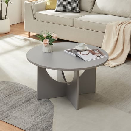 Salontafel Rindal rond lichtgrijs 80x41,5 cm [en.casa]