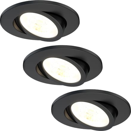 Ledvion - 3X LED Inbouwspot - Zwart - Dimbaar - 7W - IP65 - CCT - COB - Ø90mm