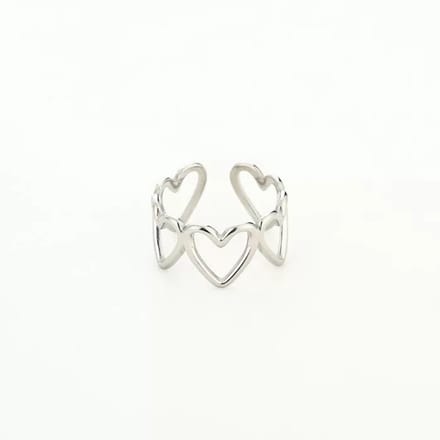 Bijoutheek Ring (Sieraad) Grote Hartjes Silver