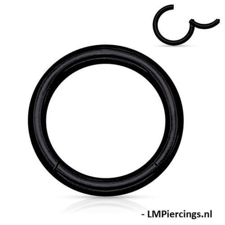 Piercing ring high quality - Chirurgisch staal 1.2x12 mm - zwart - LMPiercings