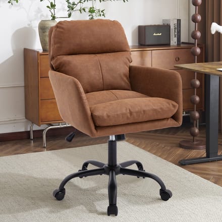 MODENUIT Bureaustoel Verstelbare Zithoogte - Ergonomische Rugleuning - Voor Bureau En Kaptafel - PU-Kunstleer Bruin