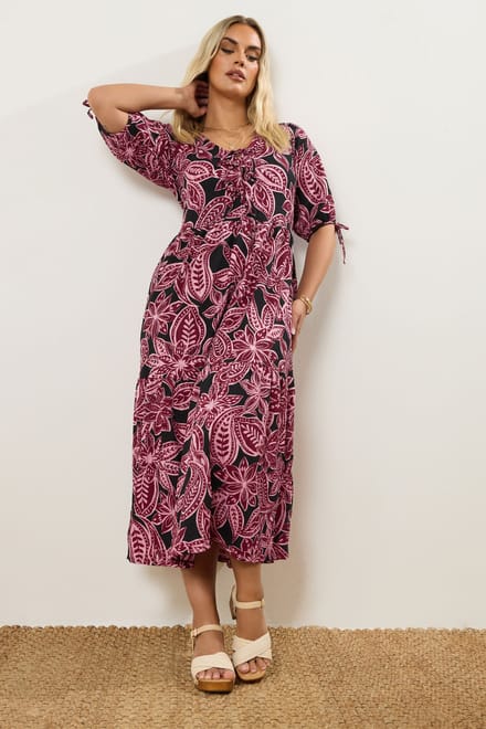 Yours Roze Maxijurk Met Paisley Strikdetail Size 48