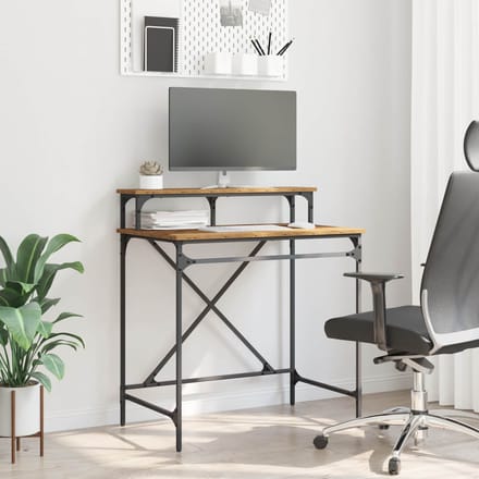 vidaXL - Bureau - Oud - Hout - 80 - x - 50 - x - 90 - cm - Bewerkt - hout