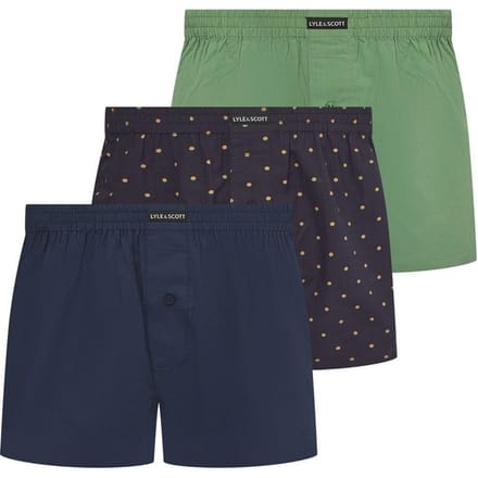 Lyle & Scott Boxershorts met stippen voor heren (3-pack) (Schaliegroen)