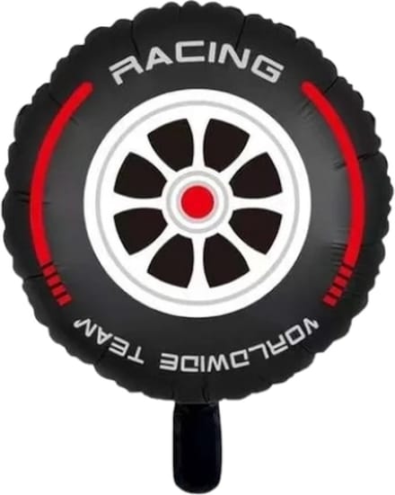 Folieballon - raceauto wiel - rood - 40cm