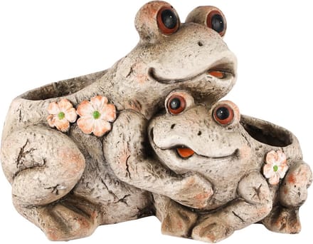Dekoratief | Bloempot kikkers, grijs/bruin, magnesium, 35x24x25cm | A250710