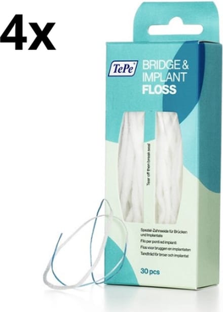 Tepe Floss Bridge & Implant - 4 x 30 stuks - Voordeelverpakking