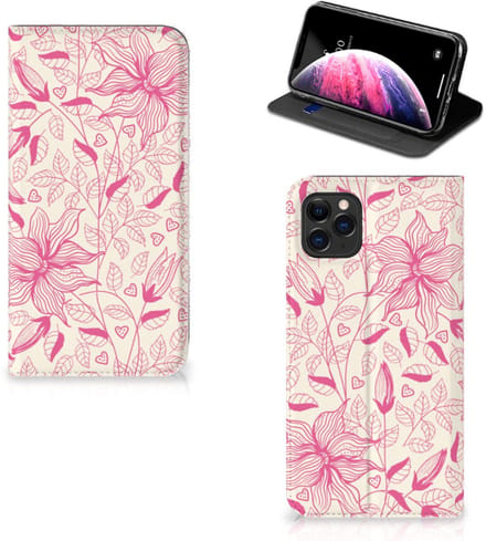 Standcase Hoesje voor Apple iPhone 11 Pro Max Smart Cover Pink Flowers