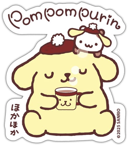 Pompompurin Drinkt Koffie Met Muffin Sticker Maat S (max. 10 x 10cm)