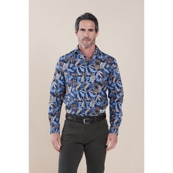 R2 Overhemd Print Bladeren - Maat 38 - Heren - Overhemden Casual