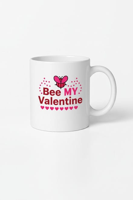 Bee MY Valentine Mok - Liefdevol Valentijnscadeau met Schattige Bij en Hartjes