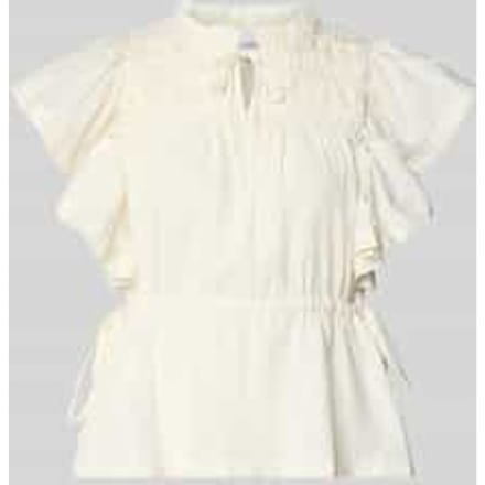 Blouse met serafinokraag en vetersluiting model 'LURA'