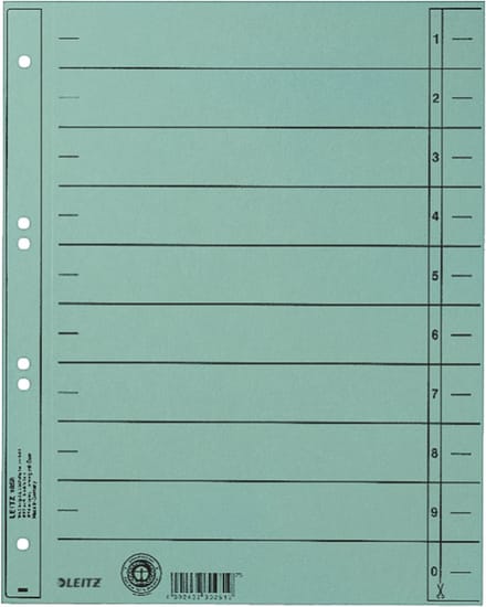 LEITZ scheidingsbladen, A4 overbreed, manillakarton 230g/m2, rood
