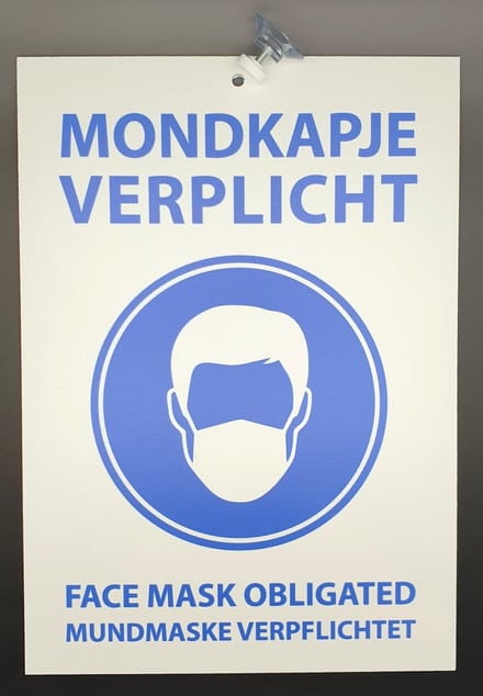 Bordje mondkapje verplicht zuignap 30x21cm