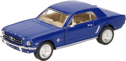 Modelauto Ford Mustang - 1964 - blauw - 13 cm - schaalmodel auto - Schaal: 1:36 -pull-back - speelgoed