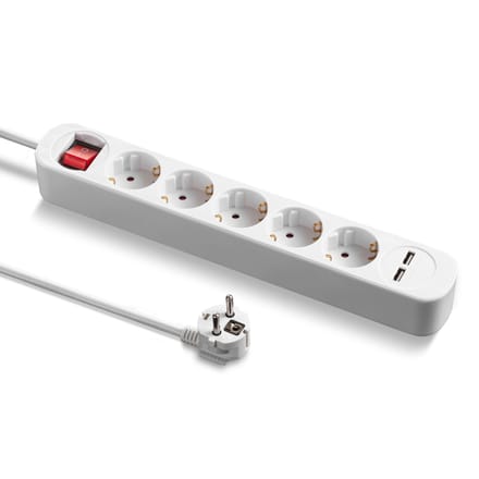TROTEC Stekkerdoos PVH5 - 5-voudige stekkerdoos met 2 USB-aansluitingen