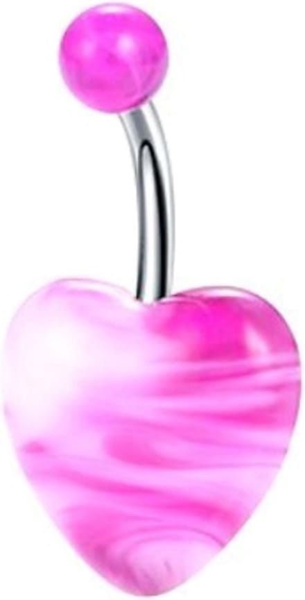 Fako Bijoux® - Navelpiercing - Hart Acryl - Marmerlook Roze
