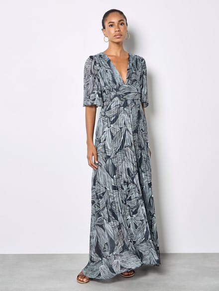 Maxijurk van bloemenprint chiffon met glans