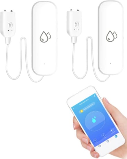 2 Stuks Waterlek Detector WIFI Slim Alarm voor Wateroverloop Veiligheid in Huis