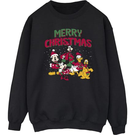 Disney Heren Mickey Mouse Vrolijk Kerstfeest Figuren Sweatshirt (Zwart)