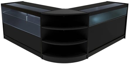 Harmonia led winkel toonbank set - zwart - 150+60 cm - 3-delig