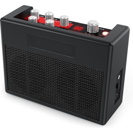 POCKAMP Draagbare Gitaarversterker Amp 5 Watt Ingebouwde Multi-effecten 80 Drumritmes Ondersteuning UK Plug