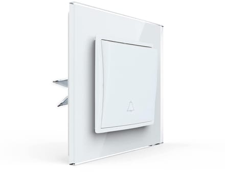 Knop Bel Schakelaar - Deurbel Wip - Inbouw Installatie - Glazen Frame - 1-voudig - Wit