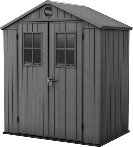 Keter Darwin 64 Tuinhuis - dubbele deuren + ramen - 190x122x221 - Grijs