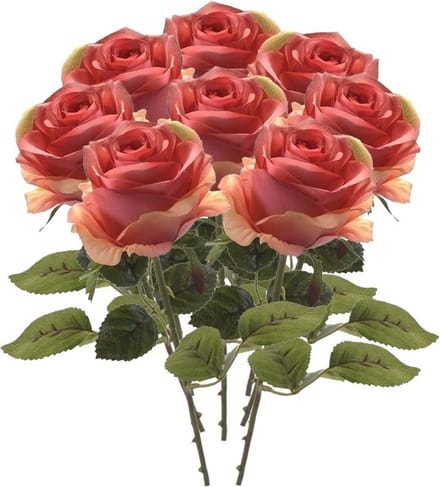 Emerald Kunstbloem roos Simone - 8x - roze - 45 cm - decoratie bloemen