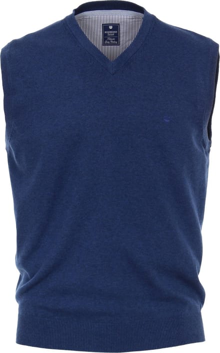 Redmond heren spencer katoen - V-hals - jeansblauw