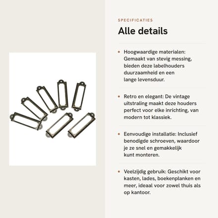 Dailygoods- Labelhouders 50pcs - Zelfklevend - Metaal - Retro