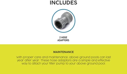 Flowclear slangadapter voor 38 mm slangen op 32 mm aansluitingen - Dubbelpak - Grijs