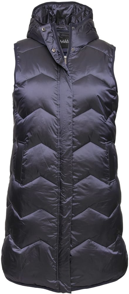 Ulla Popken - Dames - HYPRAR lange functionele doorgestikte bodywarmer capuchon - Nachtblauw - Maat 46+