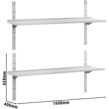 GGM Gastro Dubbele RVS wandschap ECO - 1600x400mm zilver
