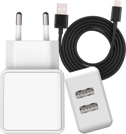 Usb Adapter 2 Poorten + usb C Kabel 2 Meter - Oplader voor Libra Colour, Clara BW, Elipsa 2E, PocketBook Era en usb C Tablets - GSM / Mobiele Telefoon / E-reader Oplader