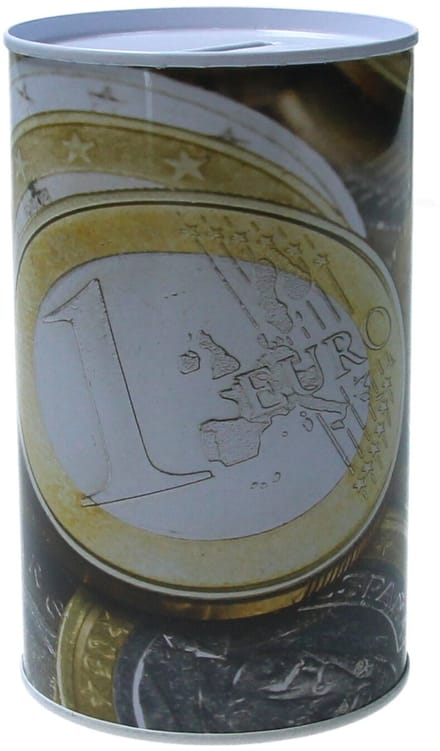 Spaarpot blik euro biljet XL - 20 cm - Assorti
