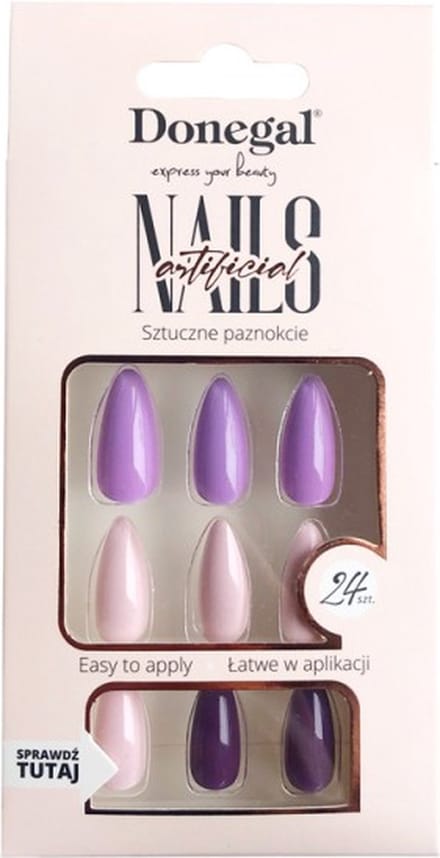 Donegal Decorated Artificial Nails Nepnagels Nude/Violet 24st. - 3113