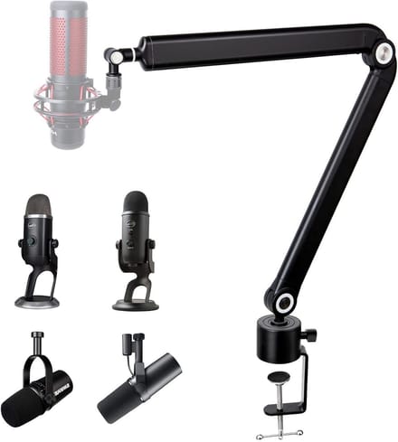 Verstelbare Microfoonstandaard met 360° Rotatie - Geschikt voor Blue Yeti, Shure MV7 en HyperX QuadCast, Stabiele Metaalconstructie voor Professionele Opnames